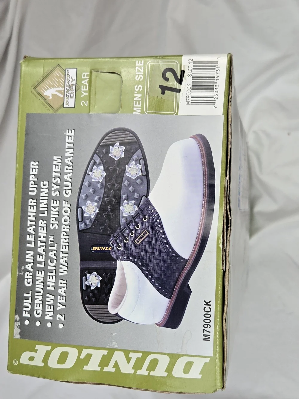 Dunlop M7900CK Men's Golf Shoes Black White Saddle Spikes NWT Size 12